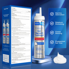 HairVibe Minoxidil Foam product packaging highlighting biotin