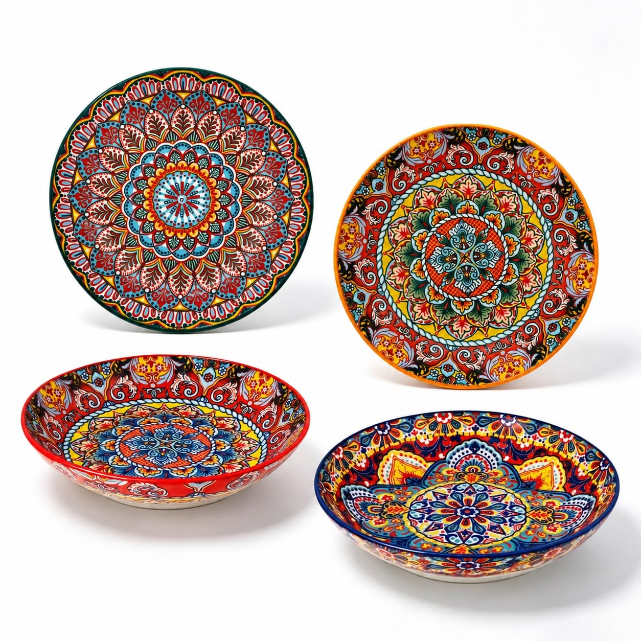 Mirenel ChaoArt pasta bowls set of 4 on dining table