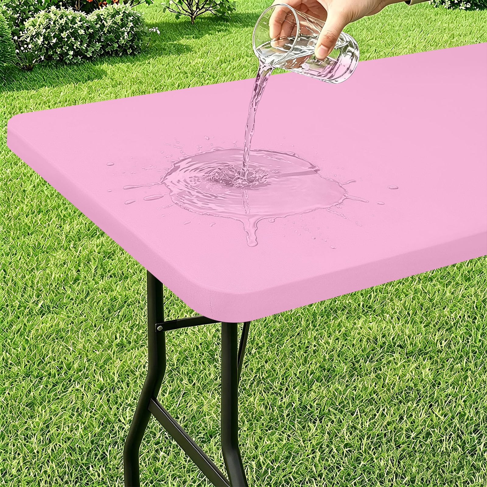 misaya elastic fitted table cloth with flannel backing on table