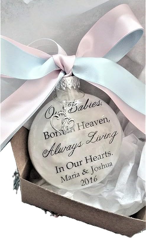 3 inch round feather filled glass memorial ornament