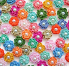 Two-layer crochet flower with pearl center