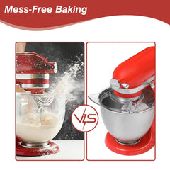 Clear splash guard for 3.5 quart tilt-head mixer with pouring chute