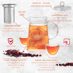 Clear borosilicate glass teapot 33oz