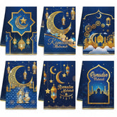 Mixweer Ramadan Mubarak kitchen towels 14.17 x 21.26 inches blue and gold 6-pack