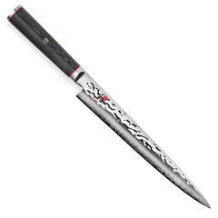 MIYABI Mizu SG2 9.5 inch slicing knife with Tsuchime Damascus hammered finish