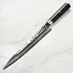 SG2 micro-carbide core blade with Damascus hammered finish