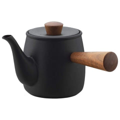 Miyazaki Seisakusho CHA-3 teapot with tea strainer 0.38 L compact steel with wooden handle