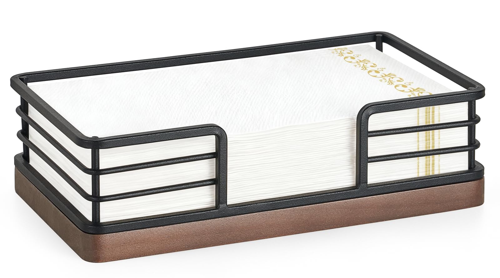 Mkono guest towel holder tray wood and iron design