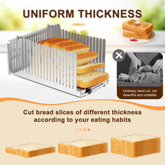Bread slicing guide creates 0.5 inch slices