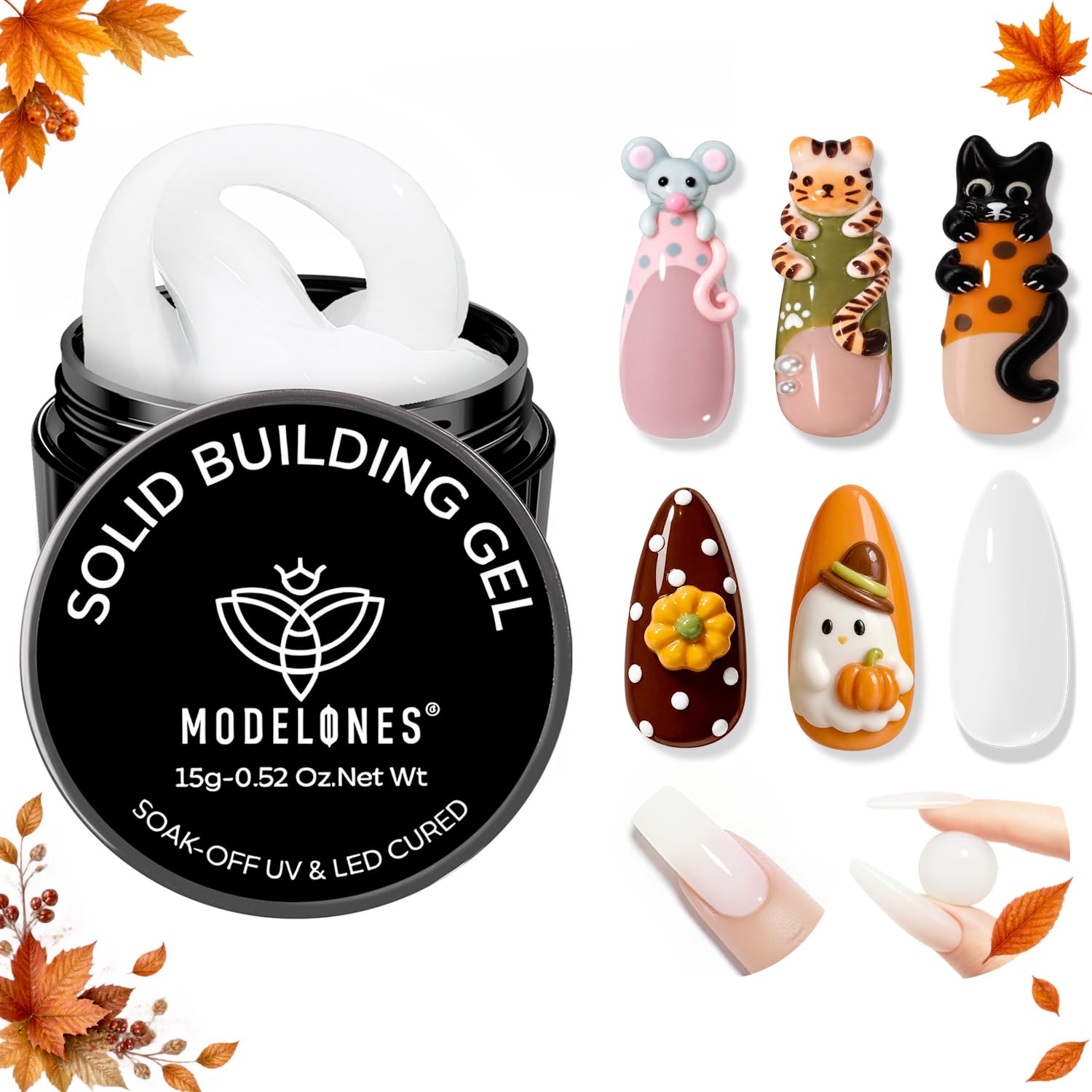 modelones 3D Sculpting Gel Milky White 15g bottle for nails