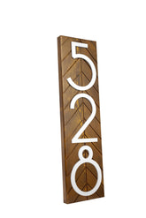 Modern Vertical House Numbers Sign with Western Red Cedar and acrylic digits
