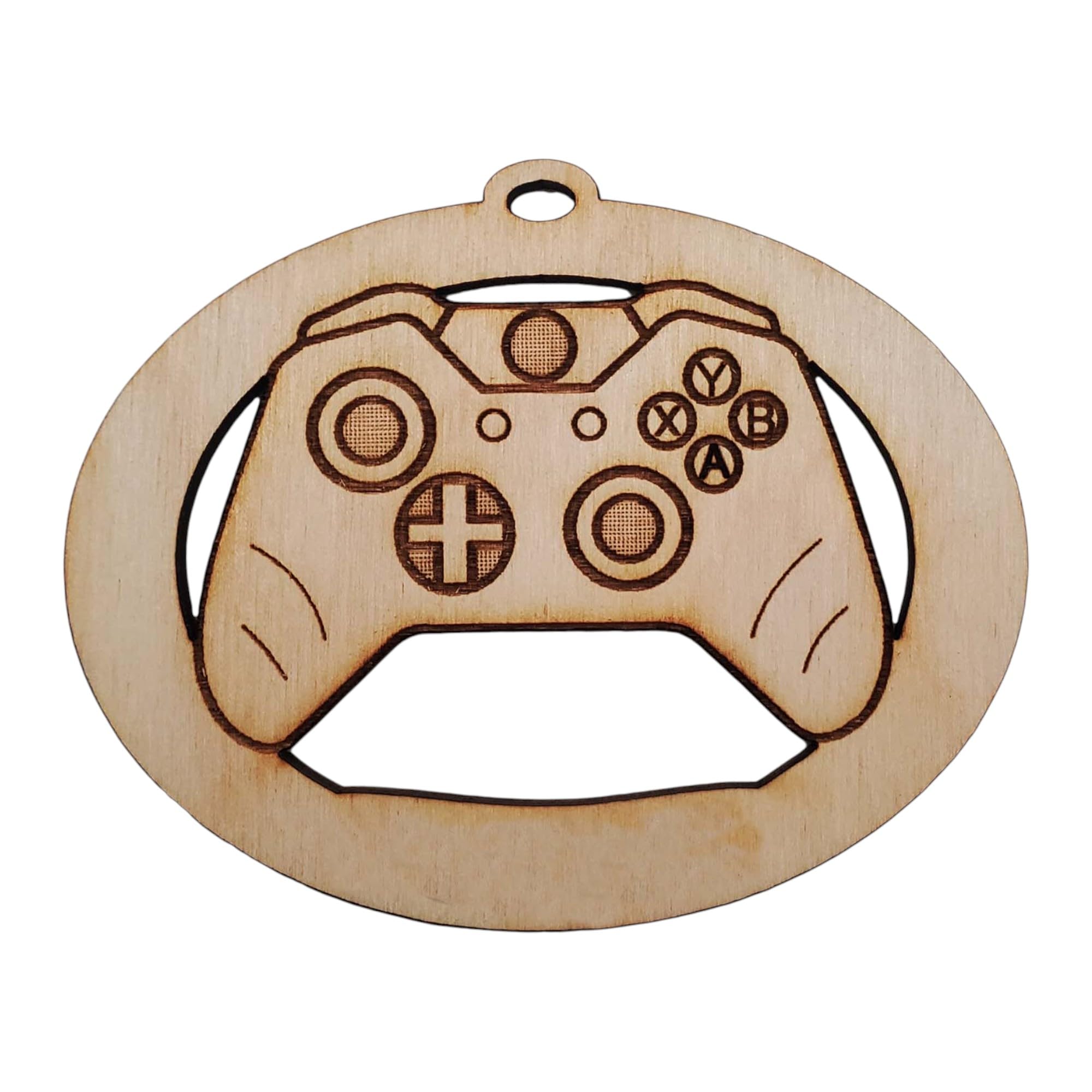 Modern Video Game Controller Ornament made from natural birch wood