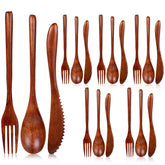 Molain wooden utensils eating 18pcs spoons forks knives set