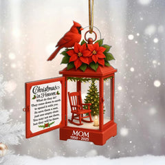 Mom memorial Christmas ornament with cardinal design