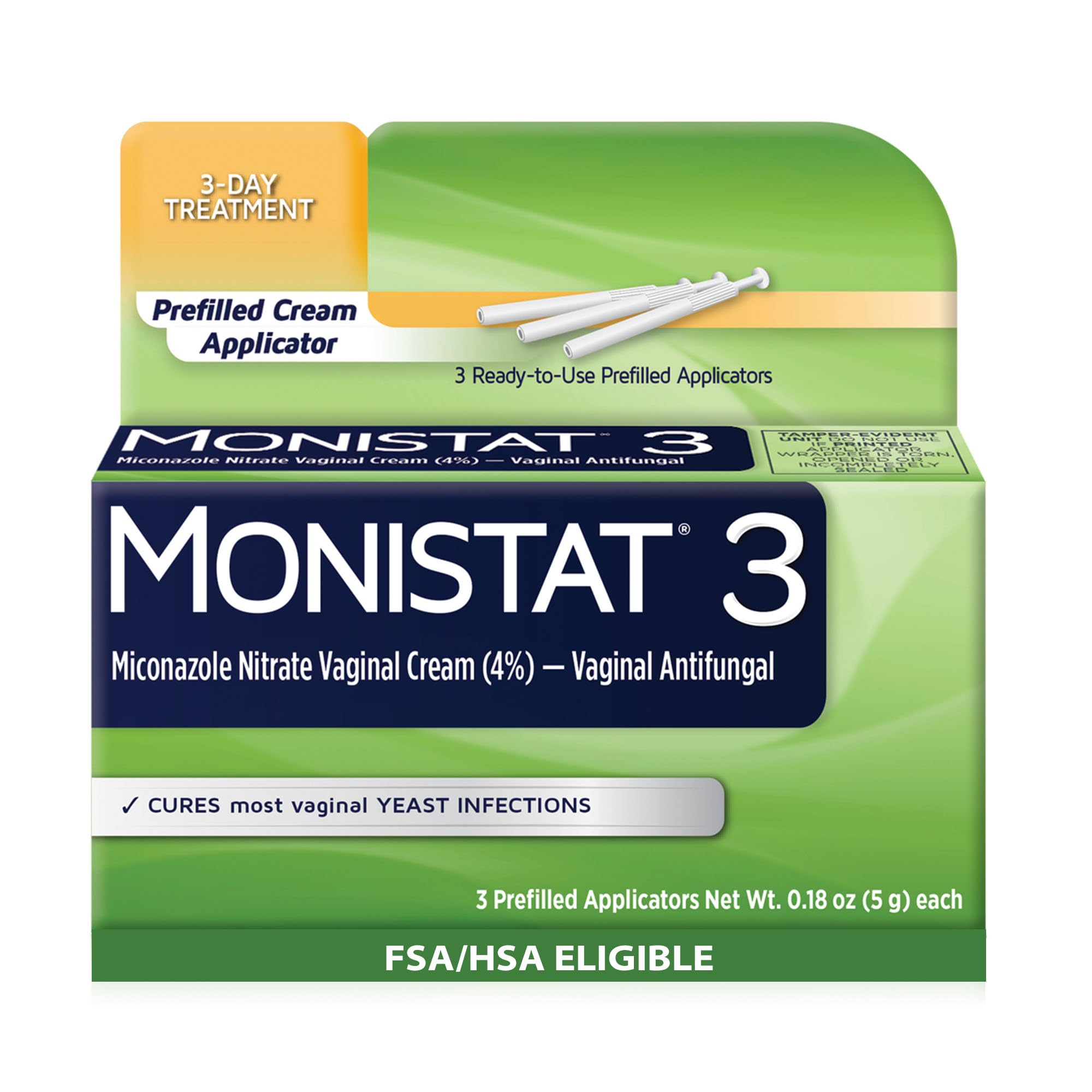 Monistat 3-Day Yeast Infection Treatment packaging with cream