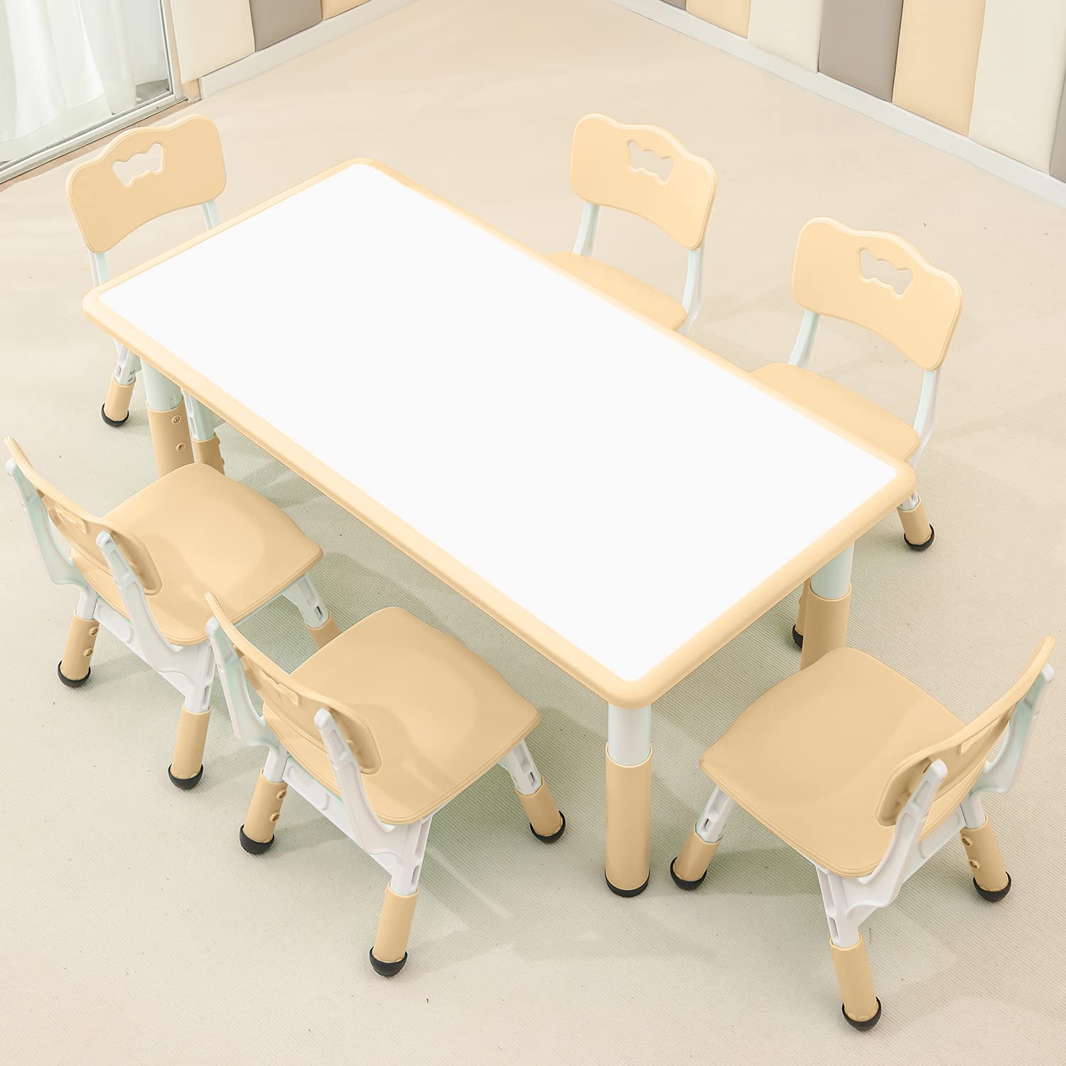 monleelnom children's table and chair set with 6 chairs