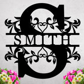Monogram metal sign with last name for home interior