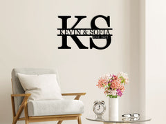 Monogram wall decor initial split letter sign
