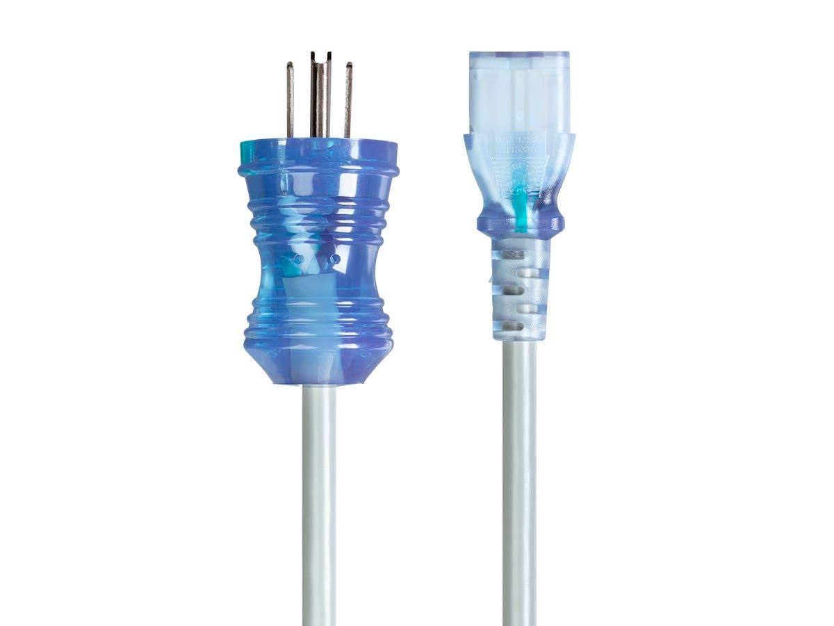 Monoprice hospital-grade computer power cable 6ft gray with clear plugs