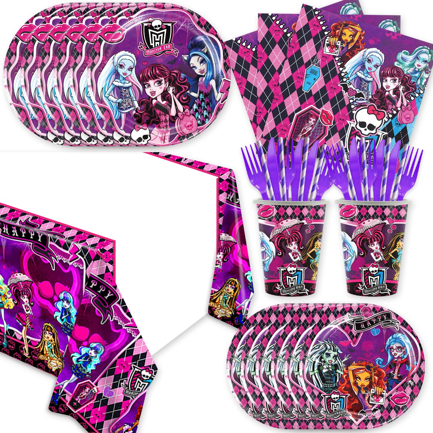 Monster Elf High gothic party plates and napkins