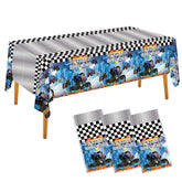 Three piece monster truck tablecloths set for party