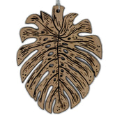 Monstera leaf Christmas ornament birch wood 3x2 inches