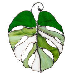 Monstera leaf stained glass window hanging decorative art