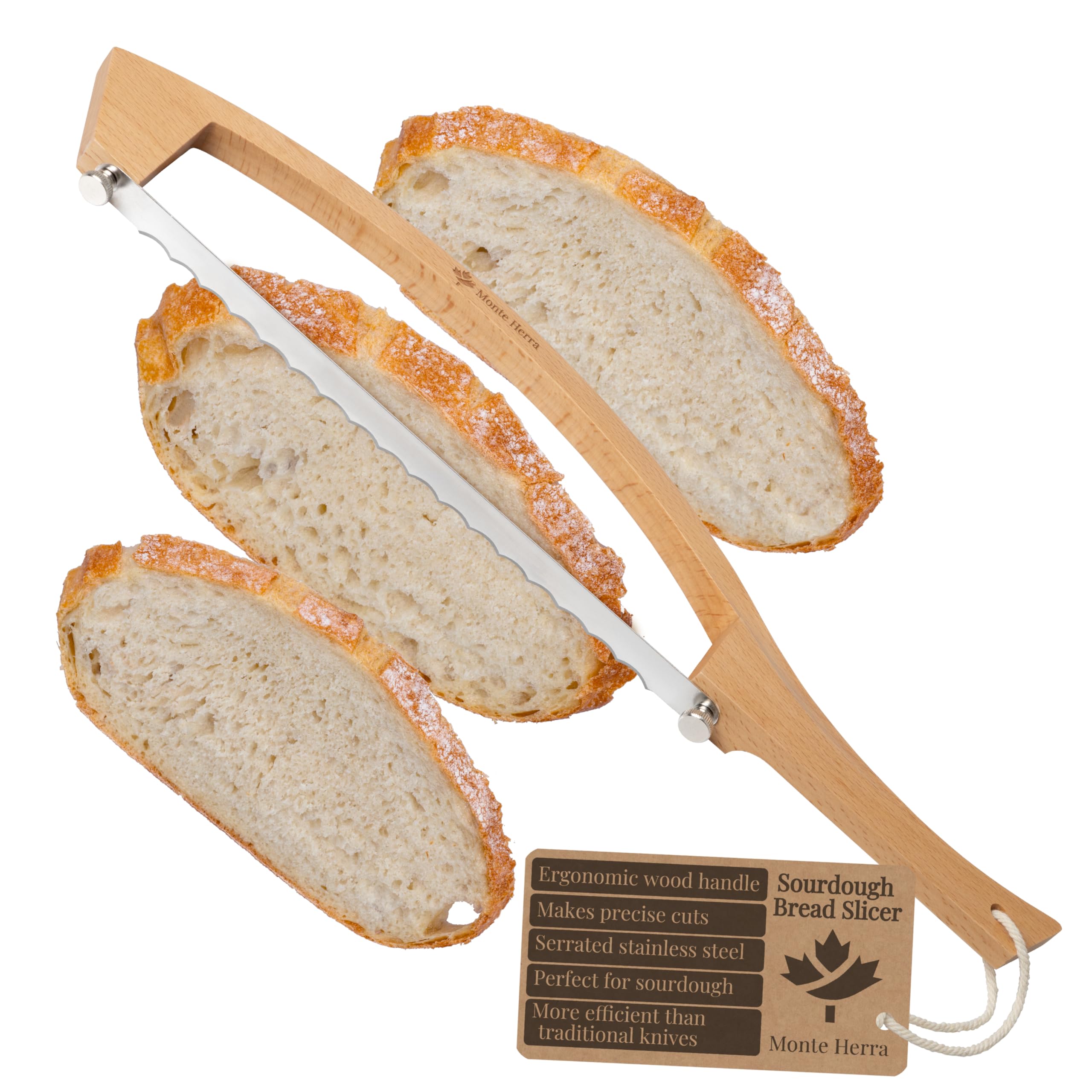 MonteHerra bread knife 17 inch wooden sourdough blade