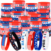 Moon Boat 144PCS patriotic silicone bracelets bulk pack