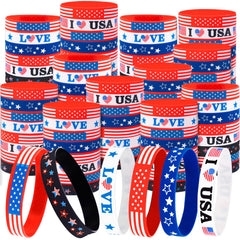 Moon Boat 144PCS patriotic silicone bracelets bulk pack