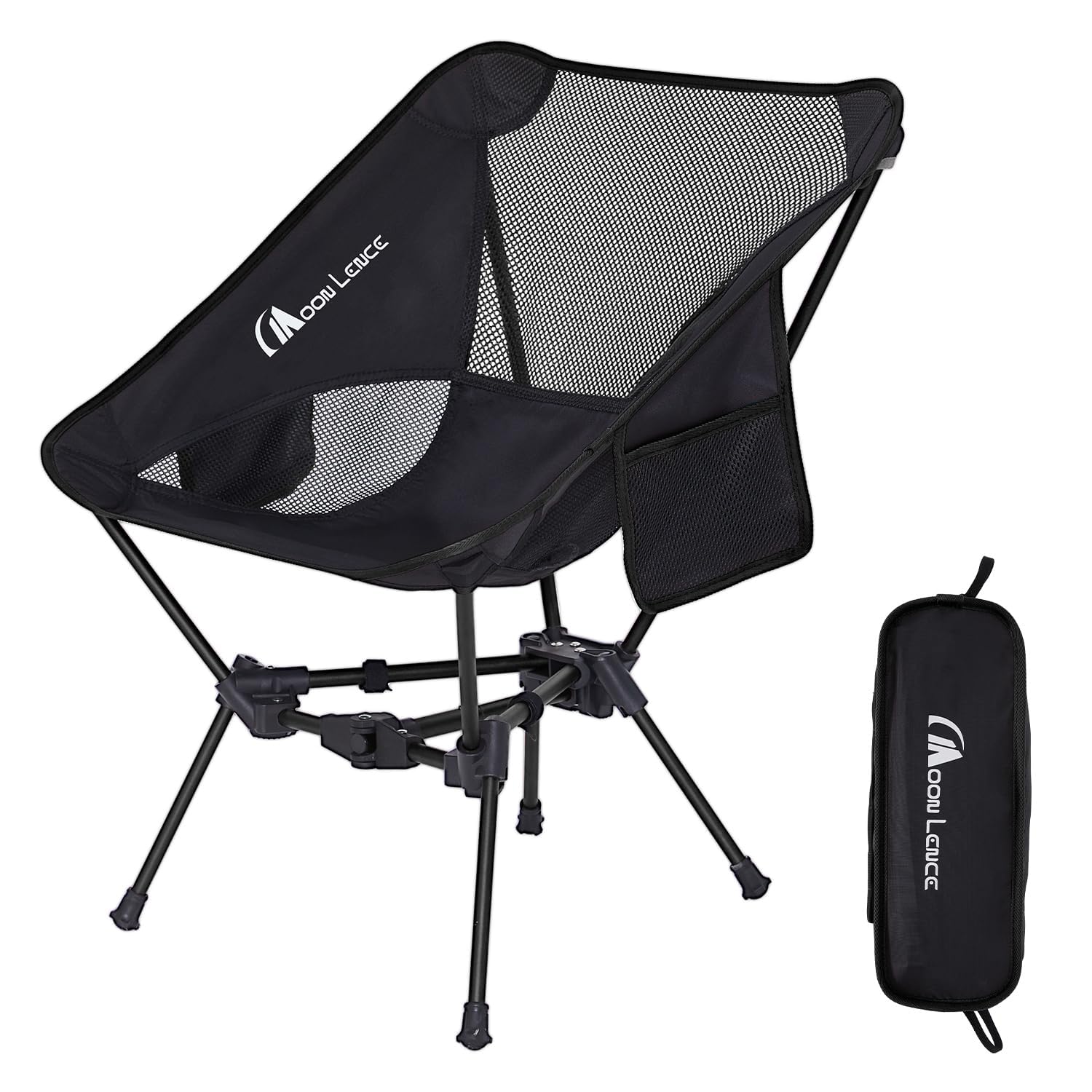Moon Lence portable camping chair black 1 pack front view