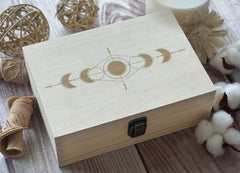 Moon Phase wood box natural color front view