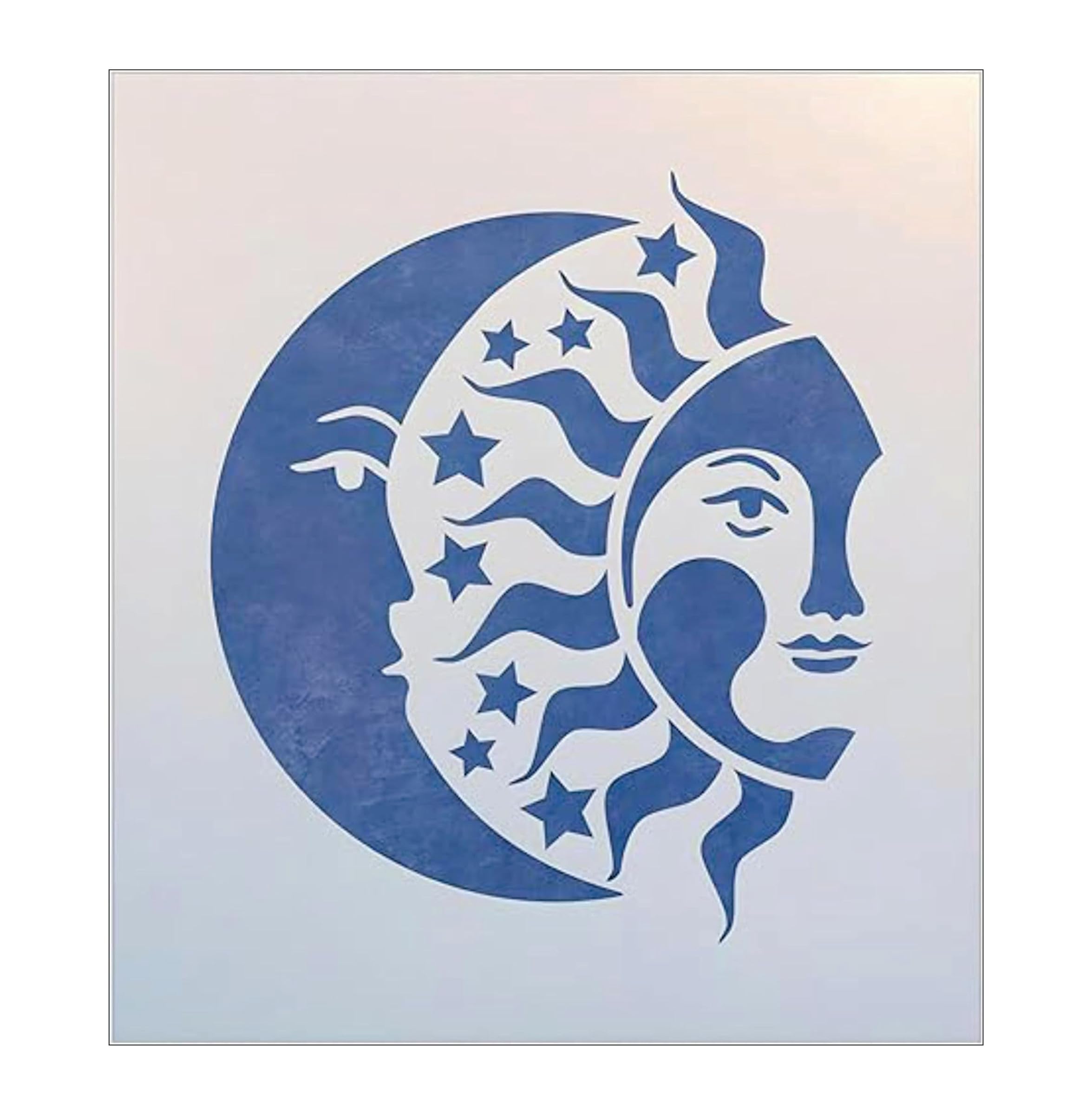 Moon Sun Stars Stencil Template celestial mandala design 6.6x7.6 inches