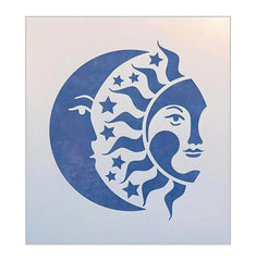 Moon Sun Stars Stencil Template celestial mandala design 6.6x7.6 inches