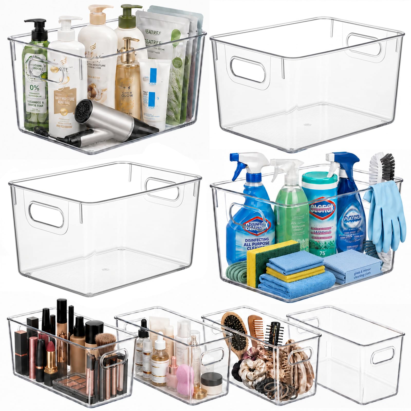 MOONEDGE 11.14x8.15x6.1 inch large clear storage bin