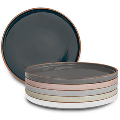 MORA Ceramic Flat Dinner Plates set of 6 in assorted neutrals