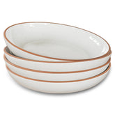 Mora Ceramic Large Pasta Bowls 30oz Set of 4 Vanilla White