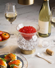 Caviar server dishes suitable for roe and shrimp cocktail