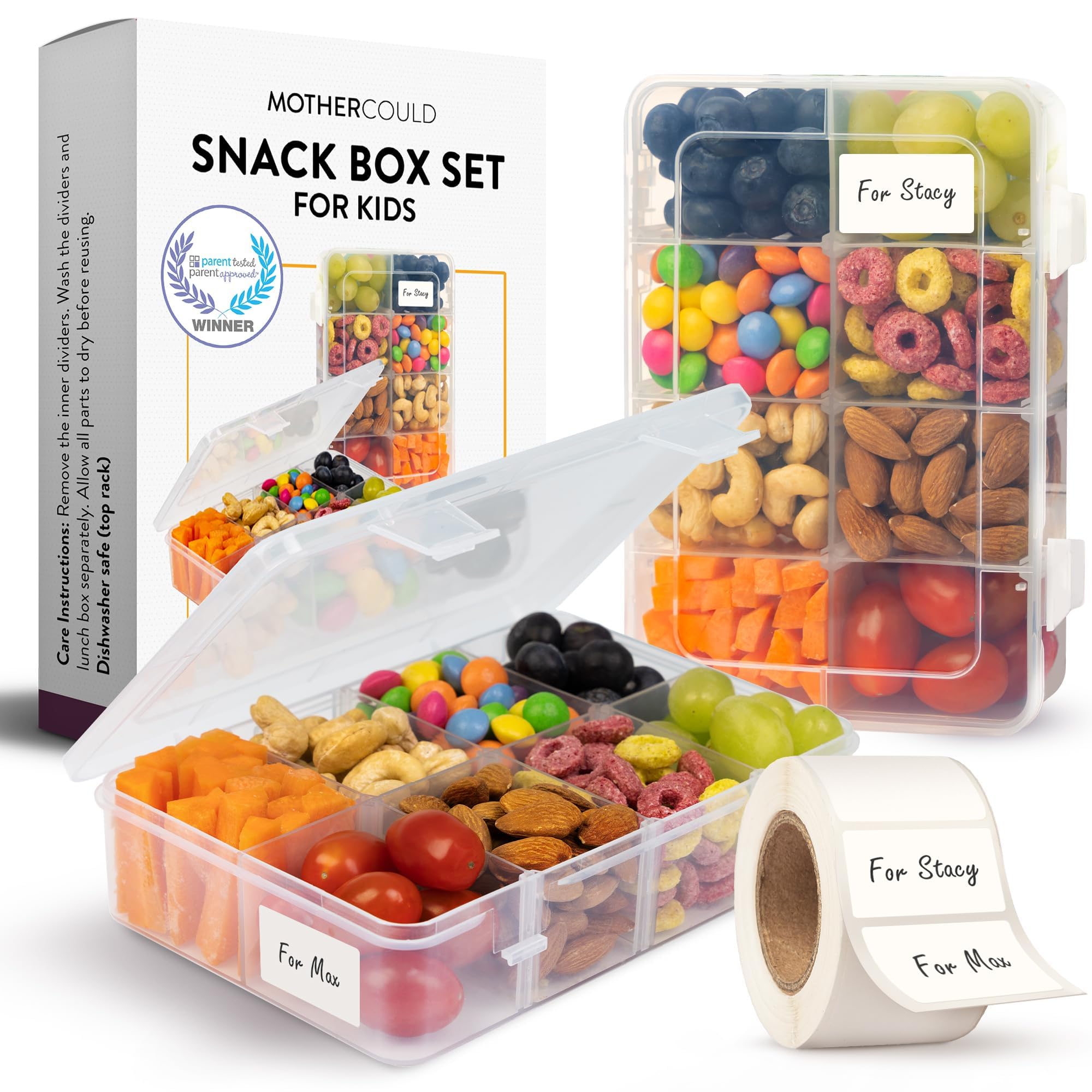 MOTHERCOULD snack box containers 2pack with 8 adjustable compartments