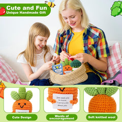Motivational cards included with each crochet animal