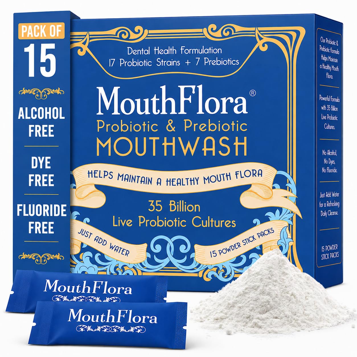 MouthFlora probiotic prebiotic mouthwash for adults 15-pack