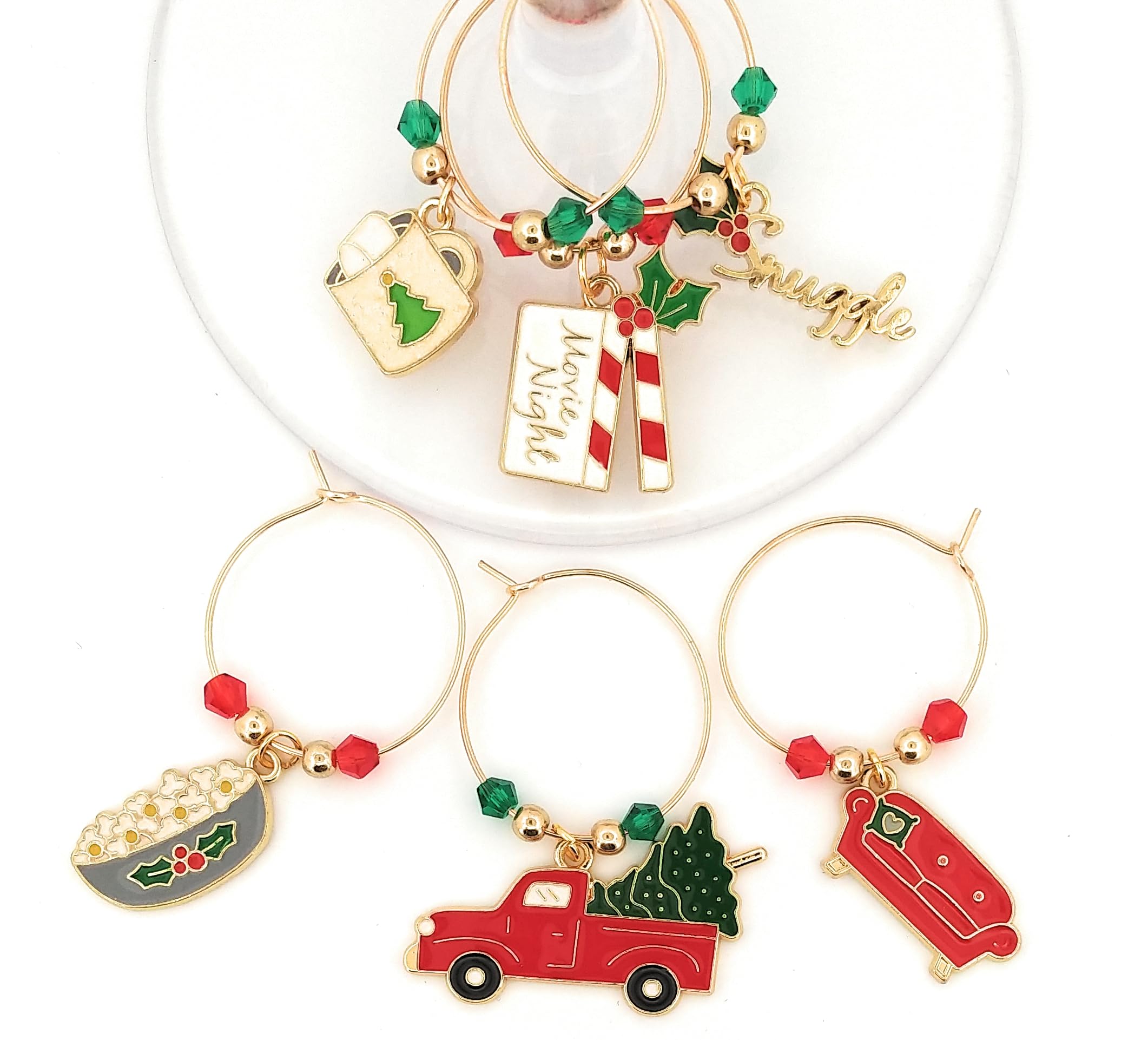 Movie theme Christmas wine charms for holiday gatherings