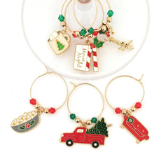 Movie theme Christmas wine charms for holiday gatherings