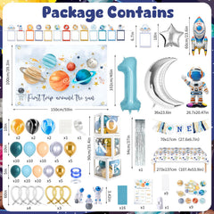 MOVINPE outer space balloons backdrop for boy party