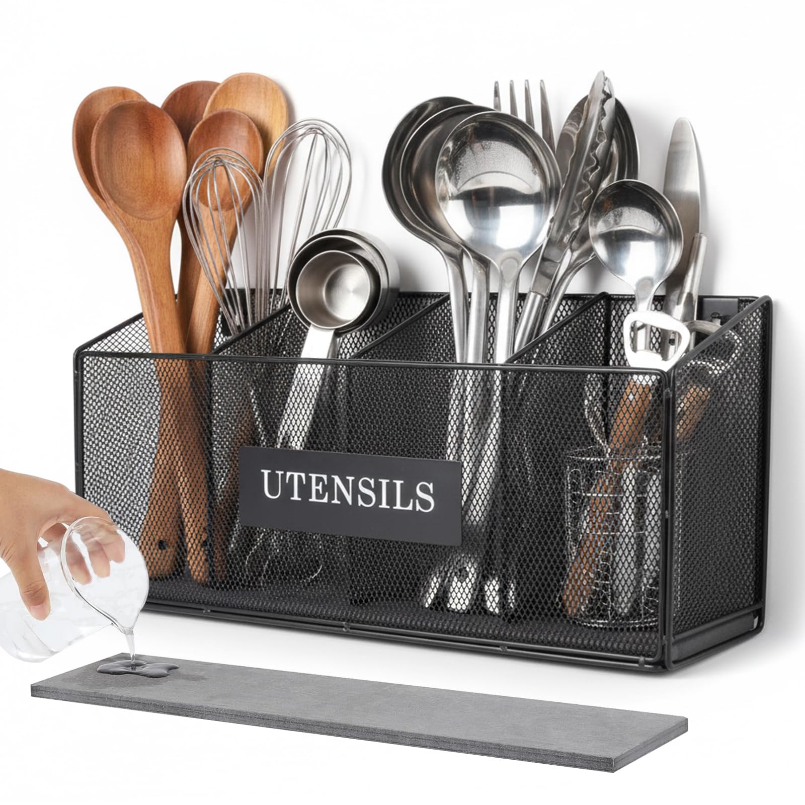 Mowhut Utensil Holder on kitchen counter with diatomite base