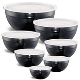 Moxinox Black Mixing Bowls set of 7 stainless steel with airtight lids