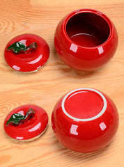 Mozacona ceramic apple shape container sugar bowl with lid side view
