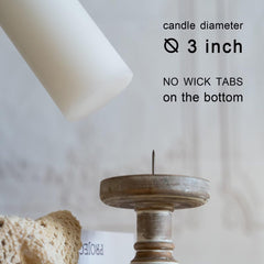 MOZEAL unscented pillar candles white 3-pack for dining
