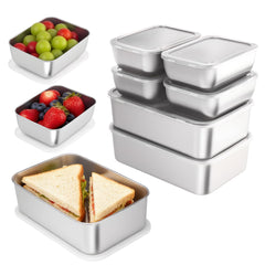MQXYSDLY 9-Piece stainless steel storage set with lids and 3 large 55 oz containers