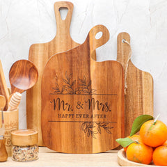 Mr and Mrs Cutting Board 12.6 inch acacia wood